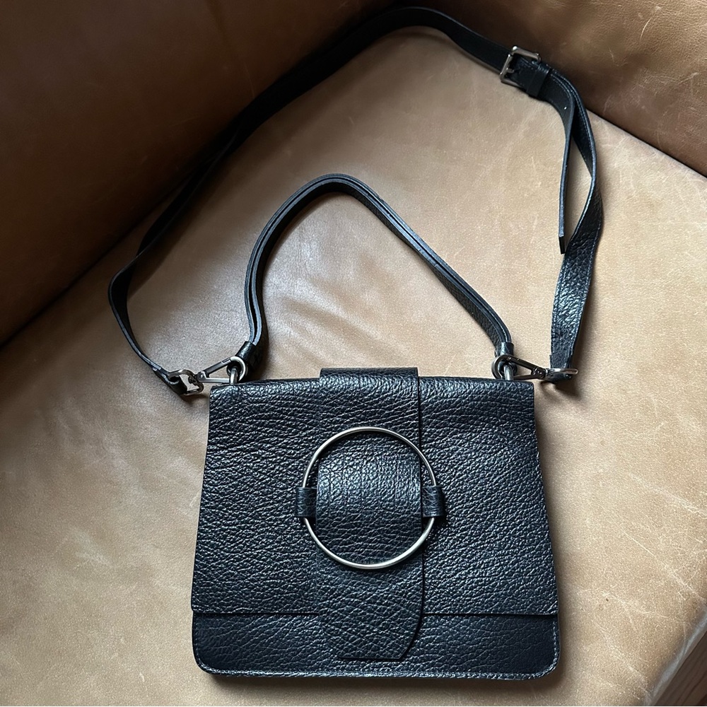 Lia Numa Designer Pebbled Leather Buckle Designer Italy Bag Satchel Crossbody View 3